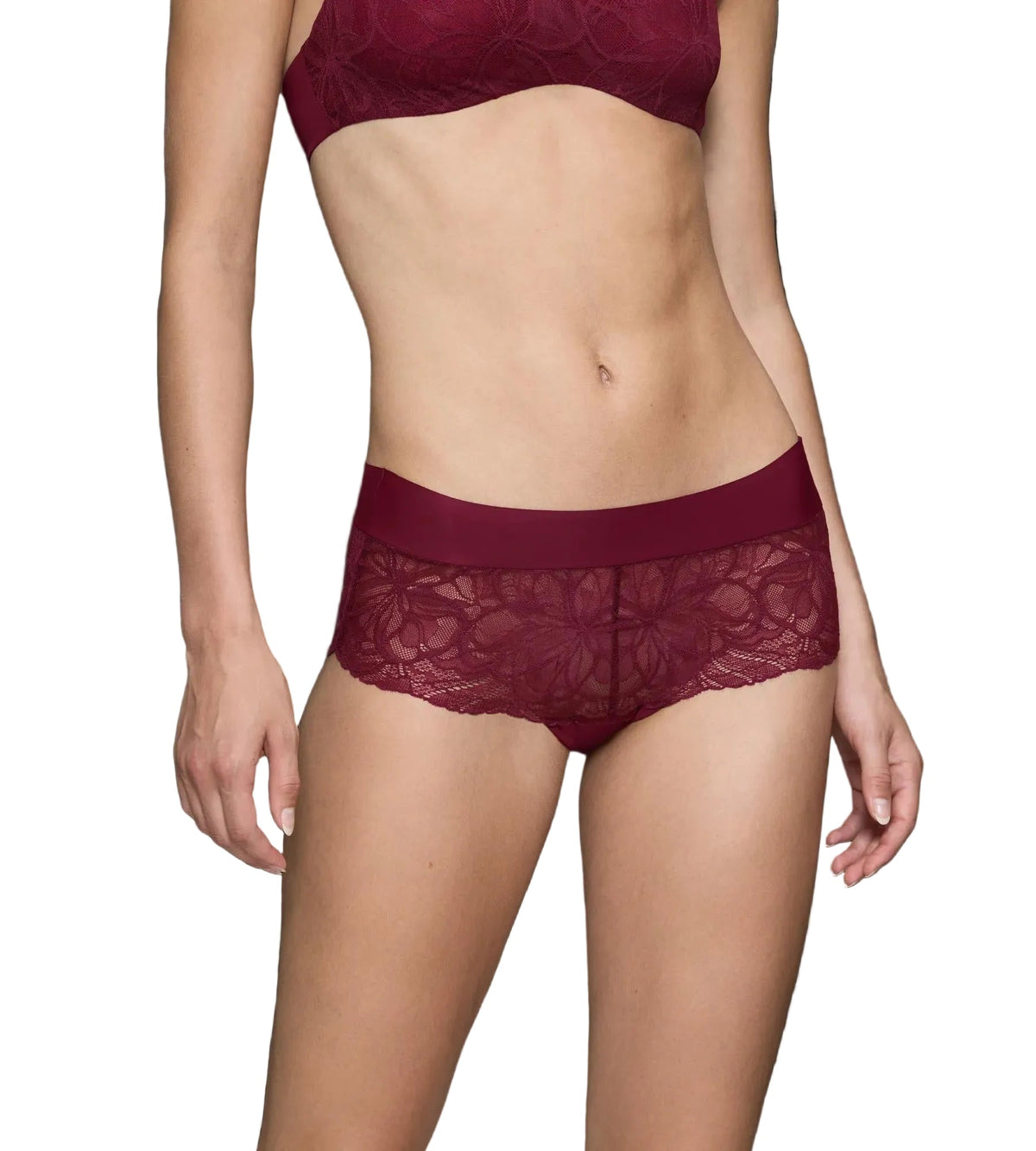 Triumph Body Make-Up Illusion Maroon Lace Shorts Panty