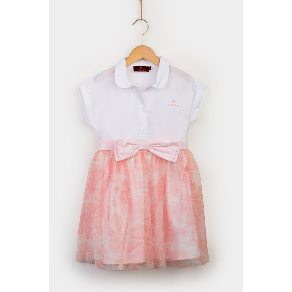 Aigner Kids Girl's White Bow Cotton Dress