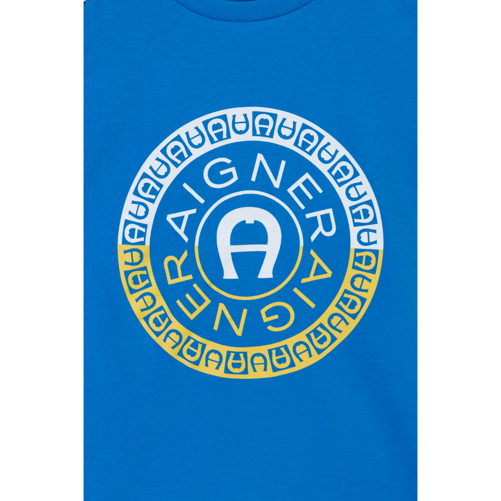 Aigner Kids Boy's Cotton Logo Blue T-Shirt