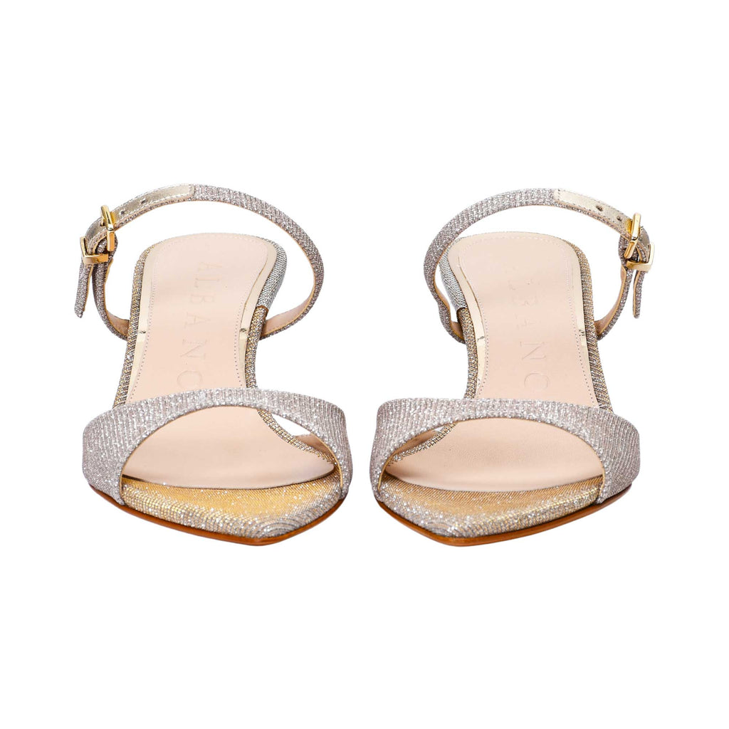 Albano Women's Silver Glitter Mule Sandals