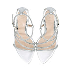 Albano Women's Silver Crystal-Strap Pointed Heel Sandal