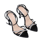 Albano Women's Patent Leather Crystal-Toe Heeled Sandal
