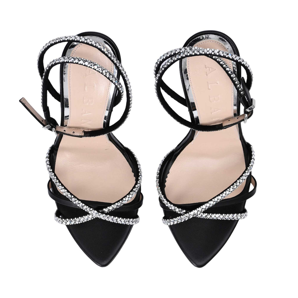Albano Women's Patent Leather Crystal-Toe Heeled Sandal