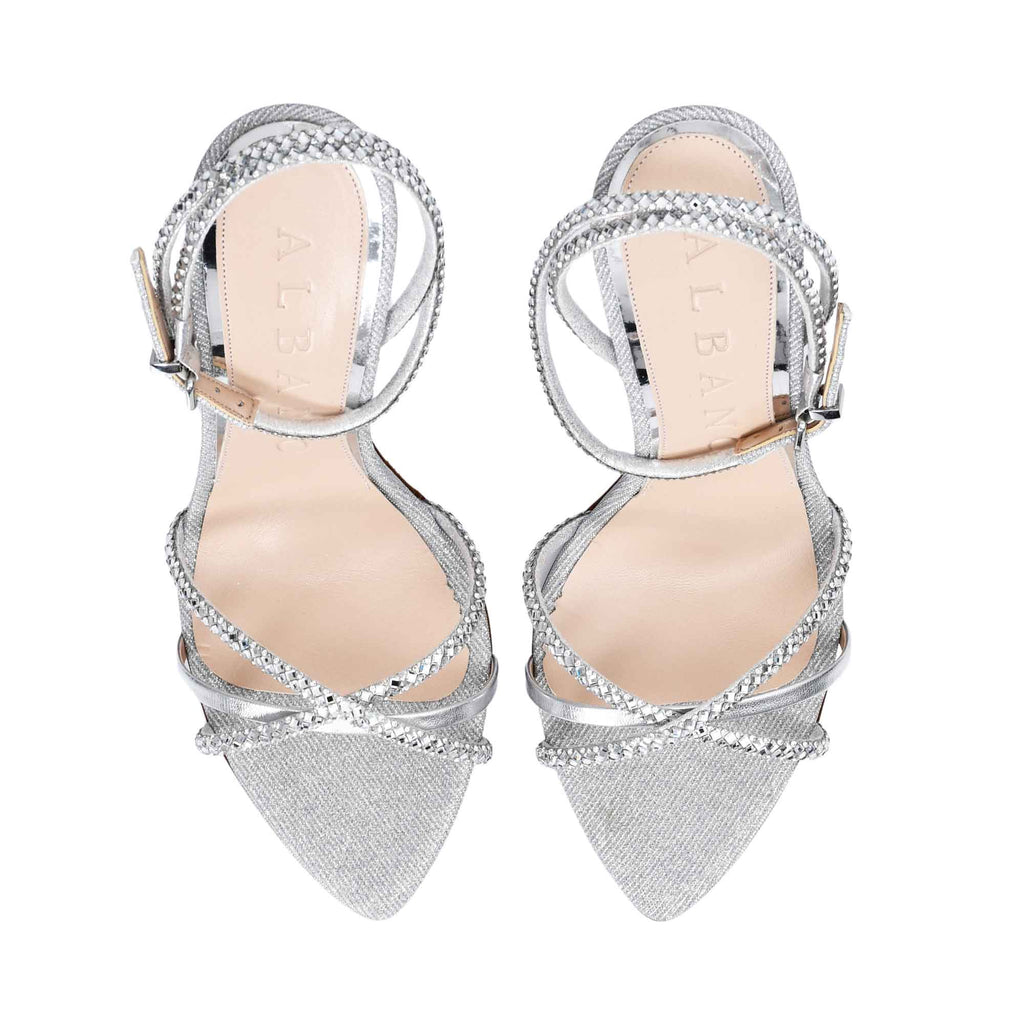 Albano Women's Patent Leather Crystal-Toe Heeled Sandal