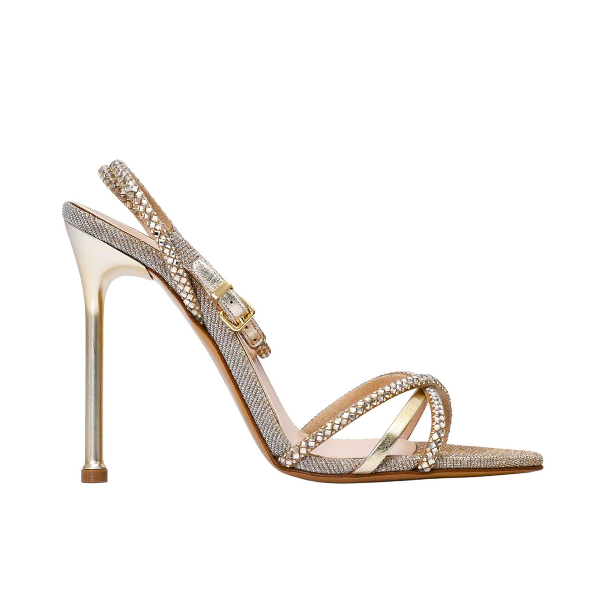 Albano Women's Patent Leather Crystal-Toe Heeled Sandal
