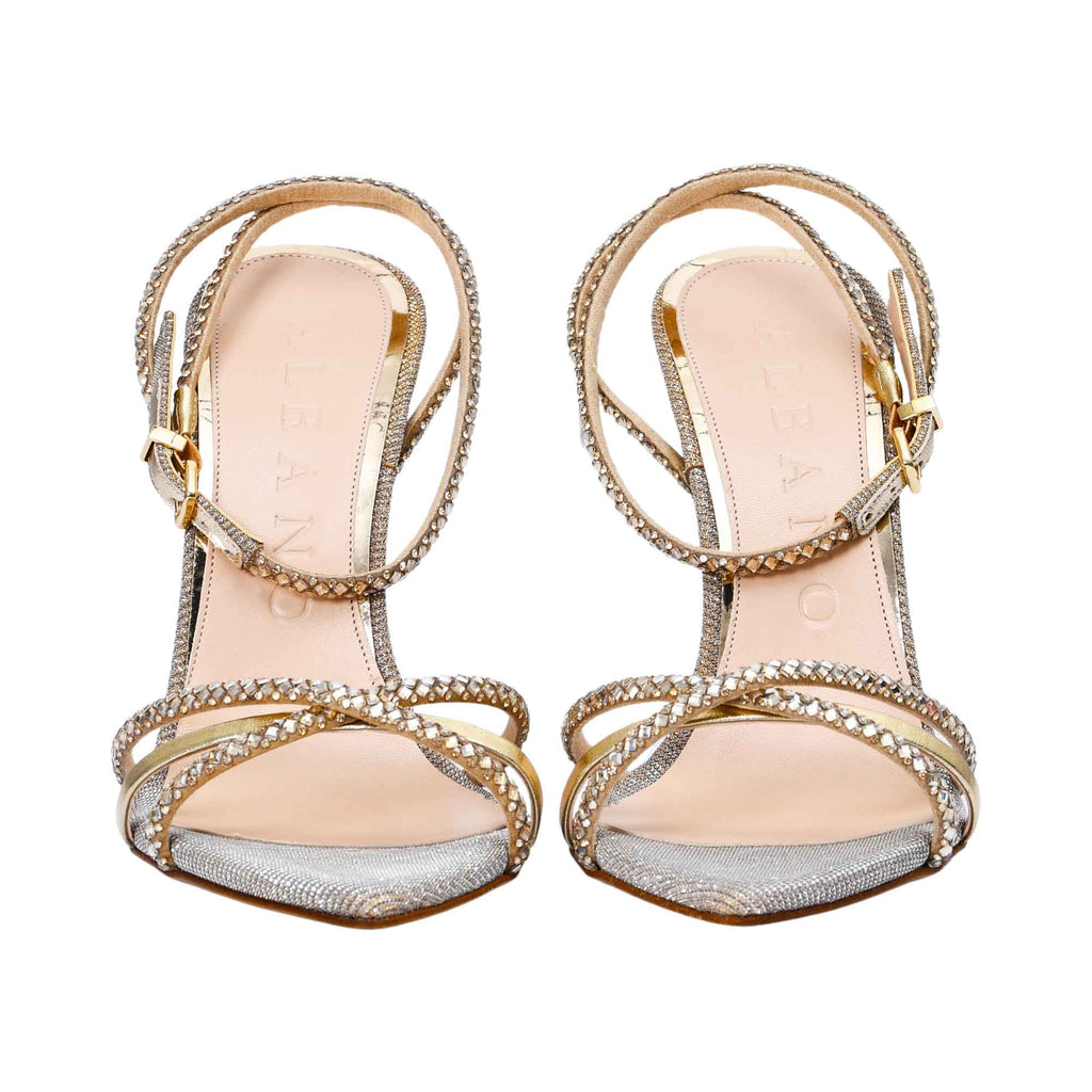 Albano Women's Patent Leather Crystal-Toe Heeled Sandal