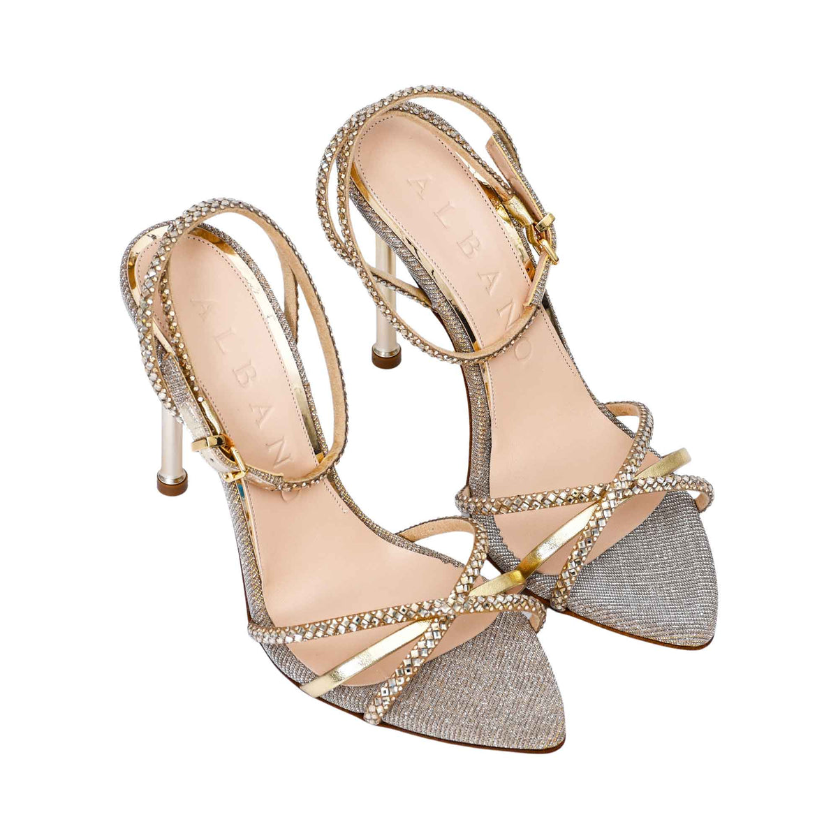 Albano Women's Patent Leather Crystal-Toe Heeled Sandal