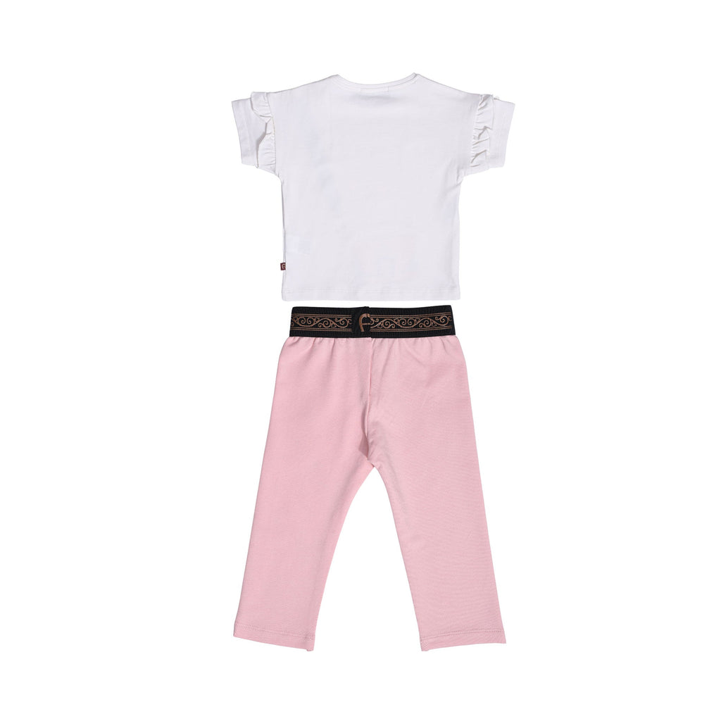 Aigner Kids Baby Girl's White and Pink Set T-Shirt & Leggings