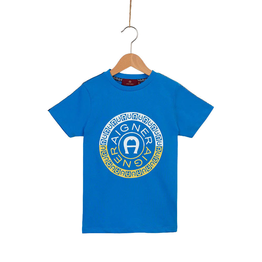 Aigner Kids Boy's Cotton Logo Blue T-Shirt