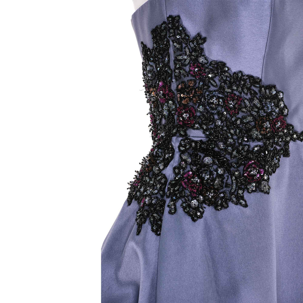 AMSALE Women's Mikado Beaded Waist Gown
