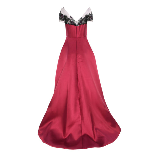AMSALE Mikado Illusion Evening Gown