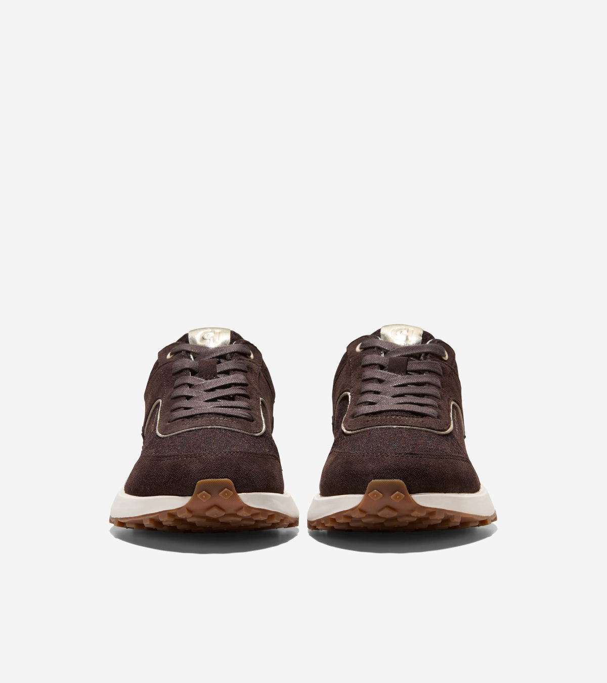 W34884:CH DK CHOCOLATE SUEDE/WOOL/SOFT GOLD/WHITE
