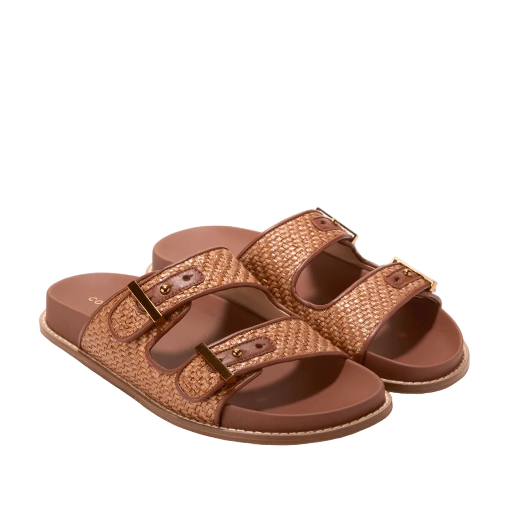 W31886:TAN RAFFIA/CH DK CUOIO LTR