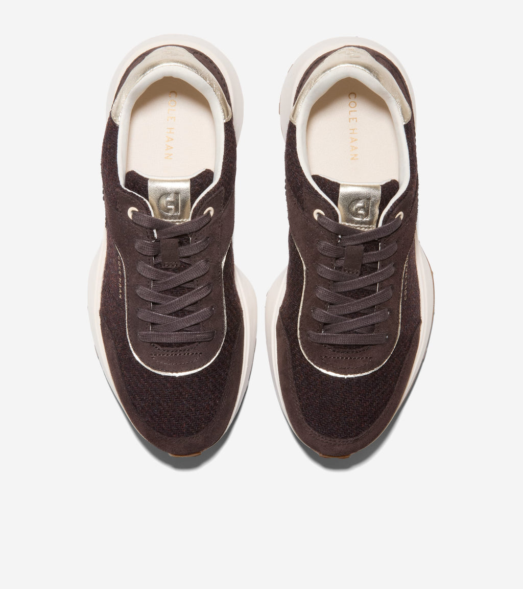 W34884:CH DK CHOCOLATE SUEDE/WOOL/SOFT GOLD/WHITE