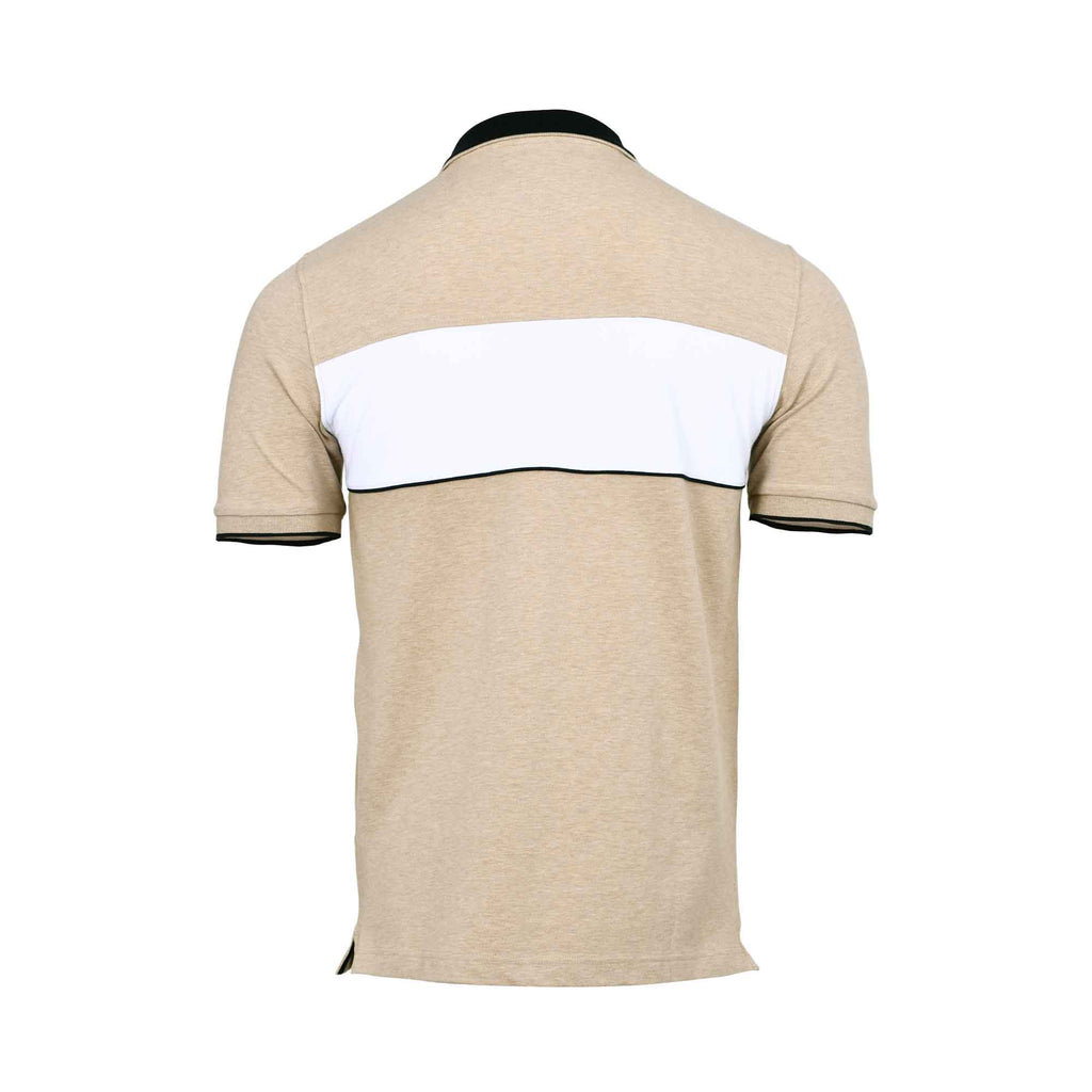 Eden Park Men's Sand Beige Color Block Zip Polo Shirt