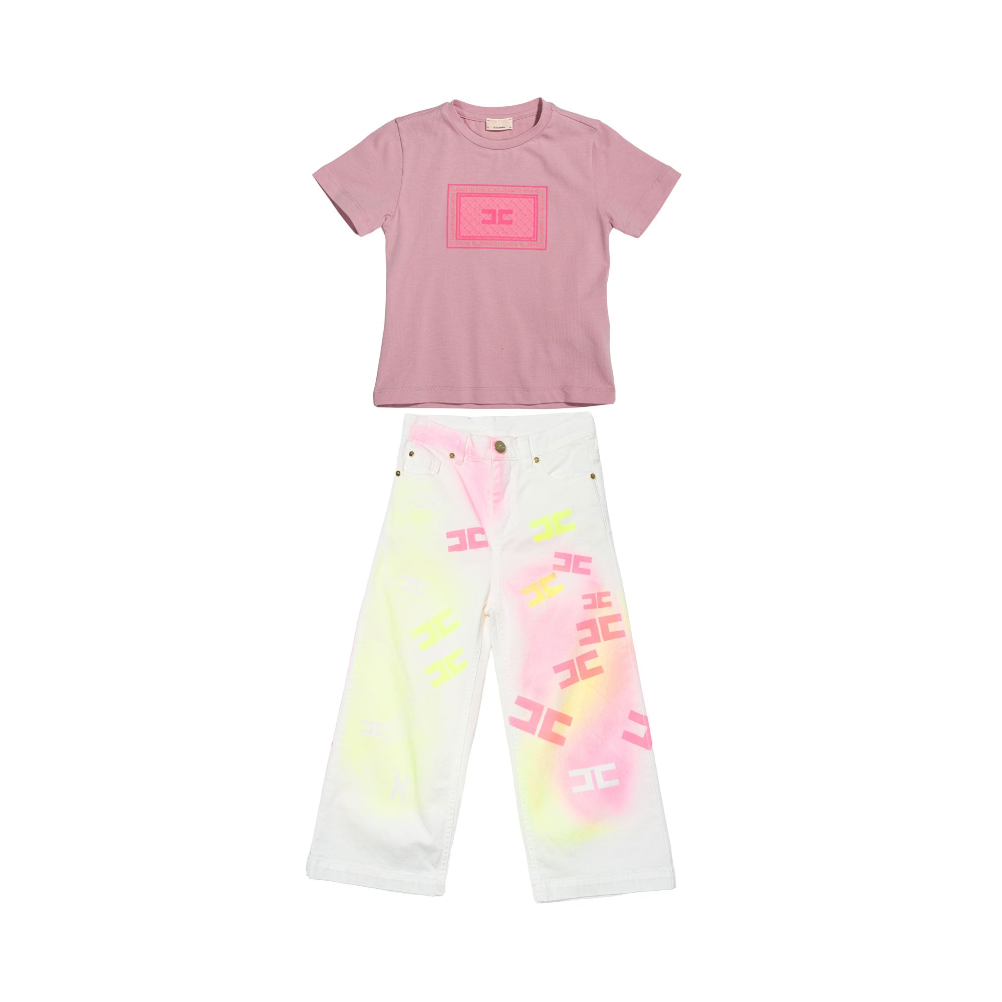 Elisabetta Franchi Kids Girl's Multicolor T-Shirt & Trousers Set