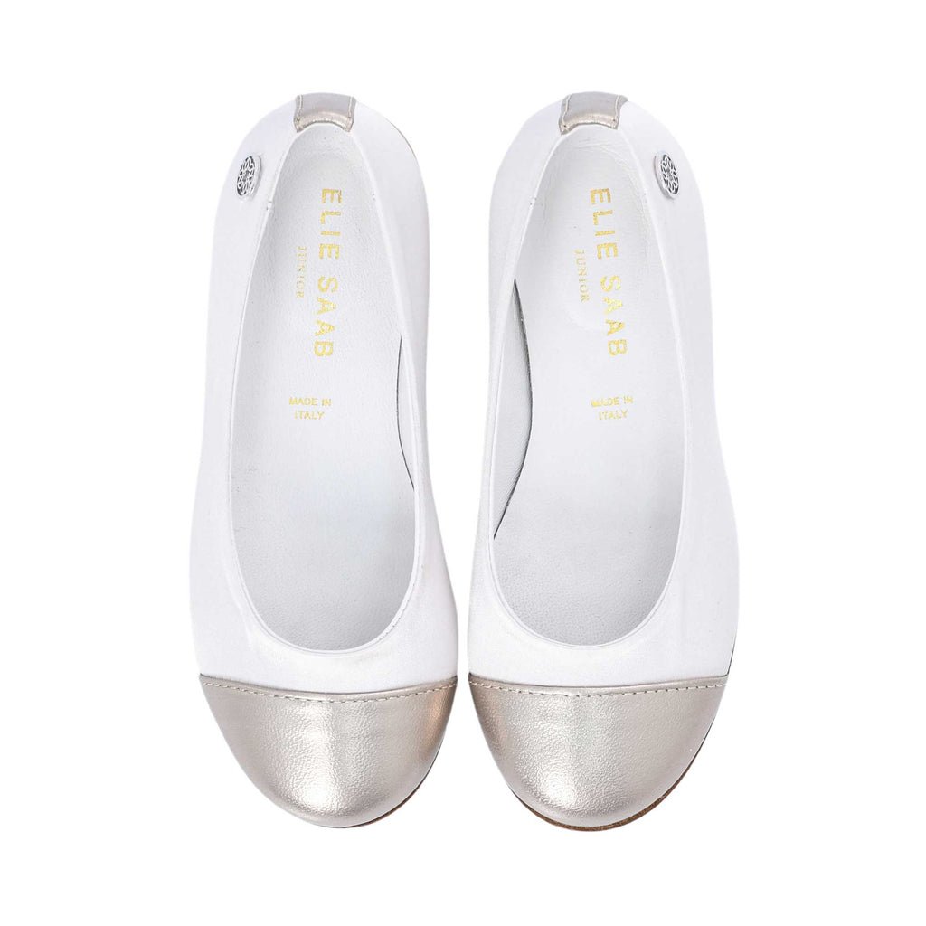 Elie Saab Kids Girl's White & Gold Ballerina