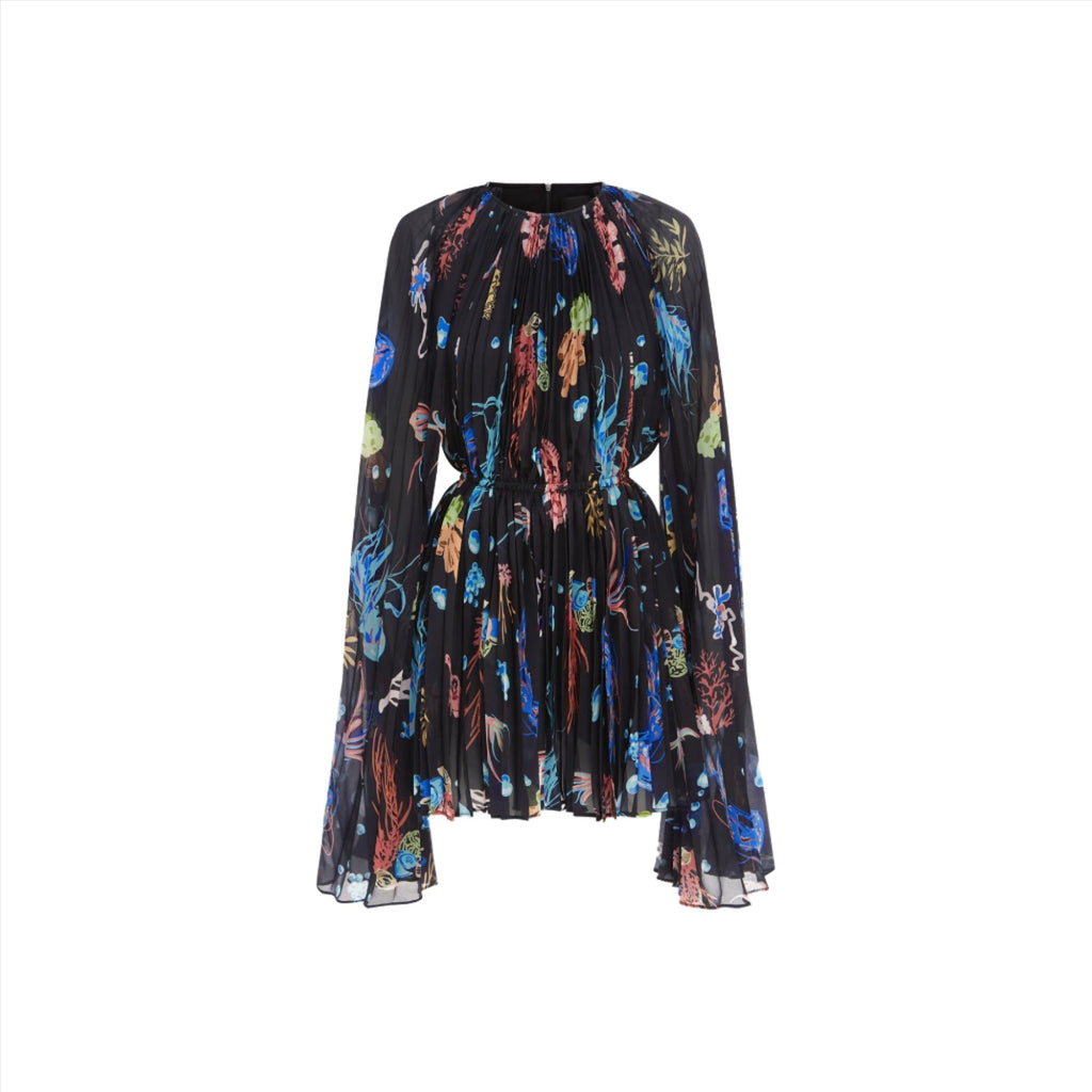 Leo Lin Women's Evelyn Bell Sleeve Mini Dress Twilight Print in Black