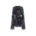 Leo Lin Women's Evelyn Bell Sleeve Mini Dress Twilight Print in Black