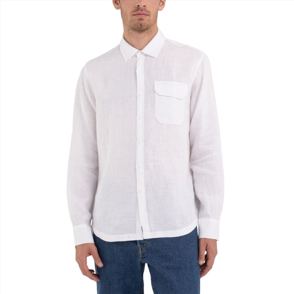 Replay Men's  Regular Fit Shirt in Linen with Pocket
