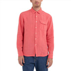 Replay Men's  Regular Fit Shirt in Linen with Pocket