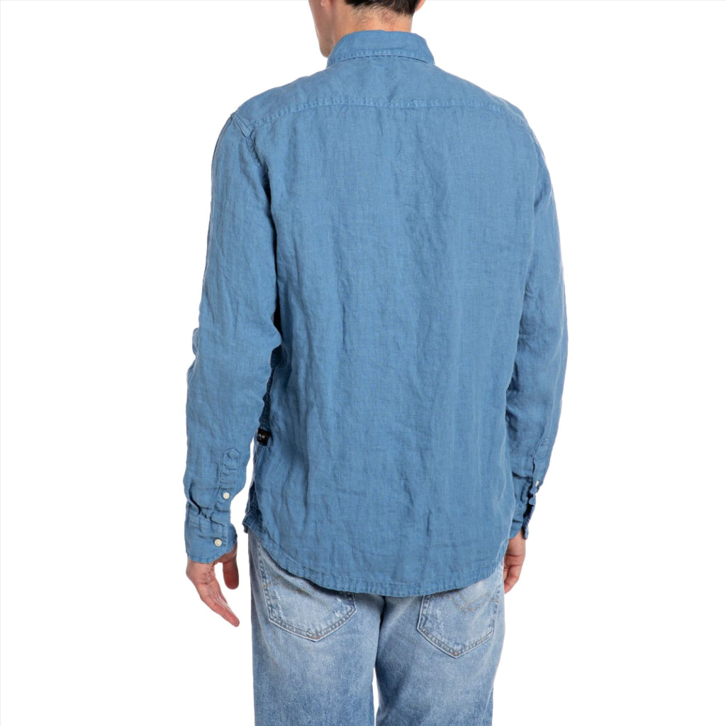 Replay Men's  Regular Fit Shirt in Linen with Pocket