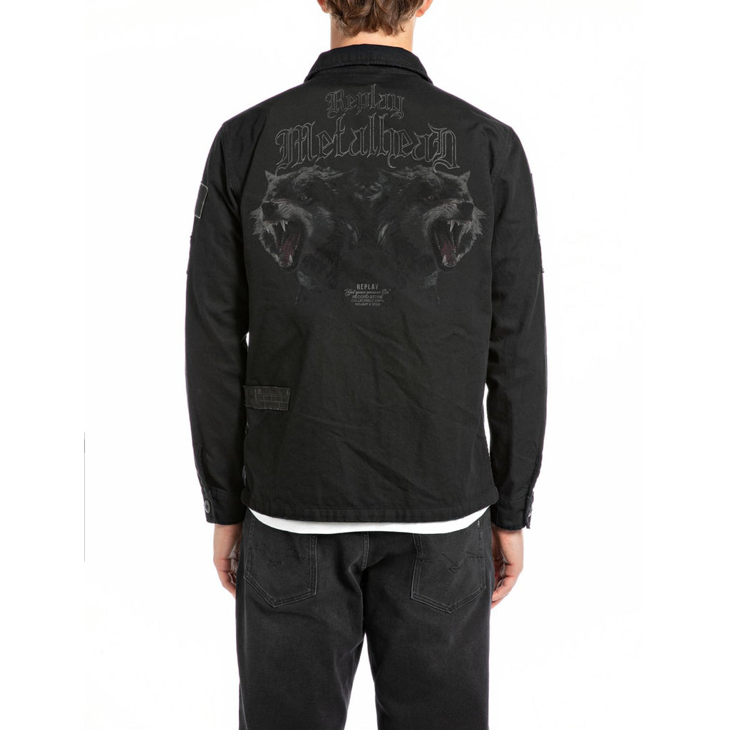 Replay Men's Shirt Jacket With Lettering and Appliques