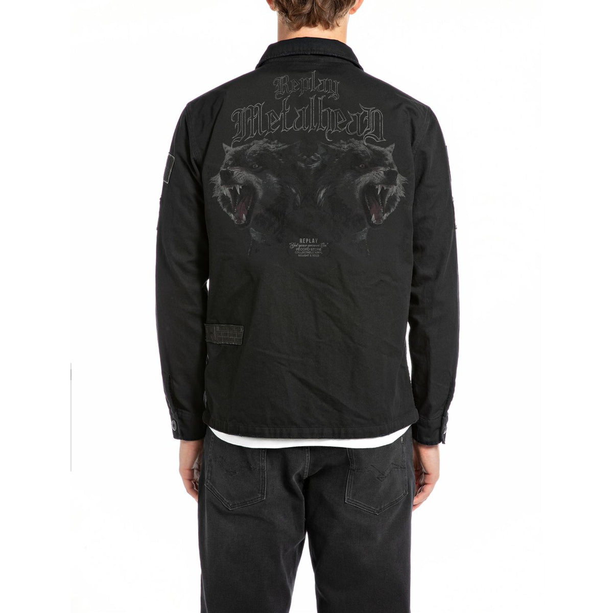 Replay Men's Shirt Jacket With Lettering and Appliques