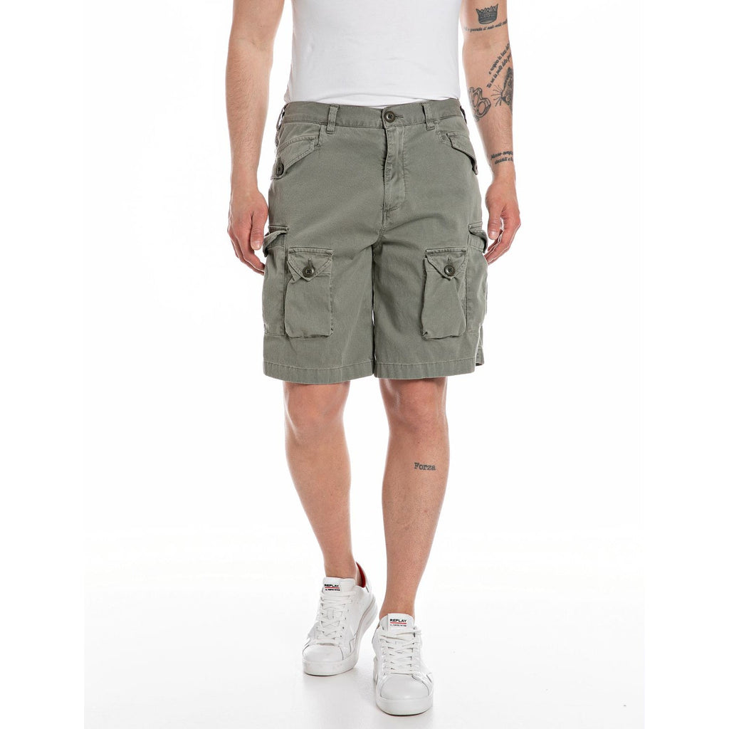 Replay Men's Cargo Shorts in Dobby Cotton