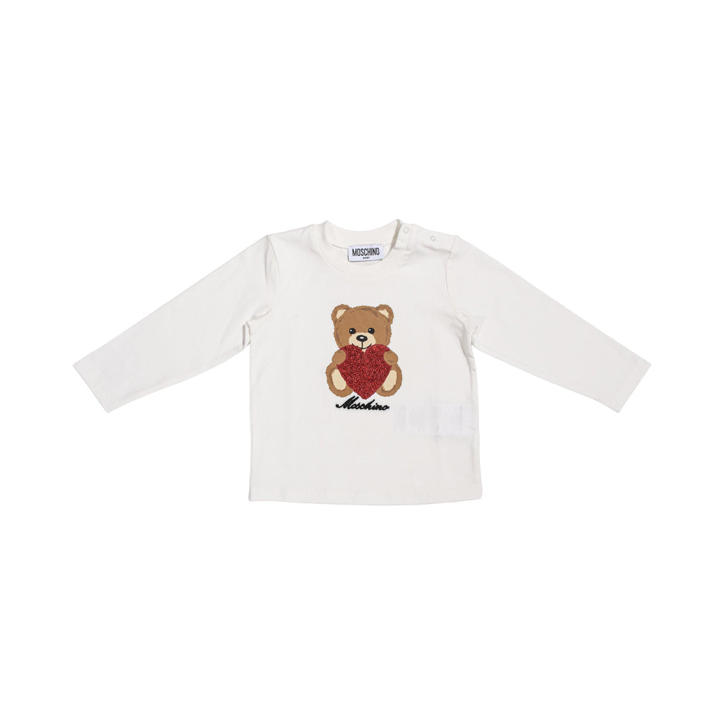 Moschino Kids White & Black Tracksuit for Baby Girl with Teddy Bear and Logo