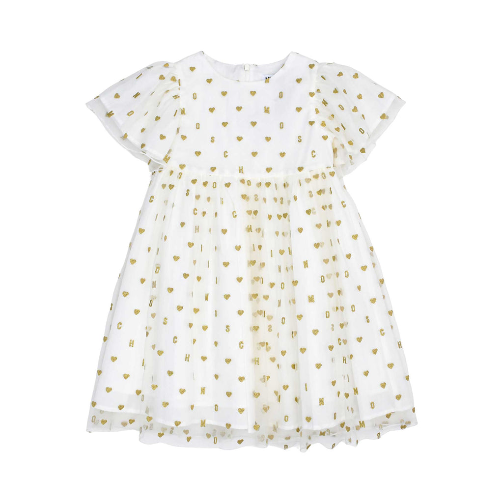 Moschino Kids Girl's Cloud Gold Hearts Dress