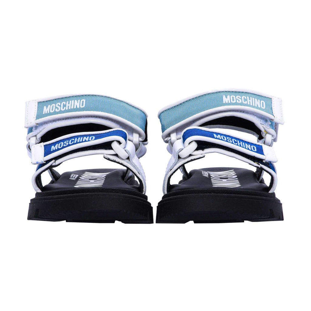 Moschino Kids Boy's Blue Logo Touch Strap Sandal