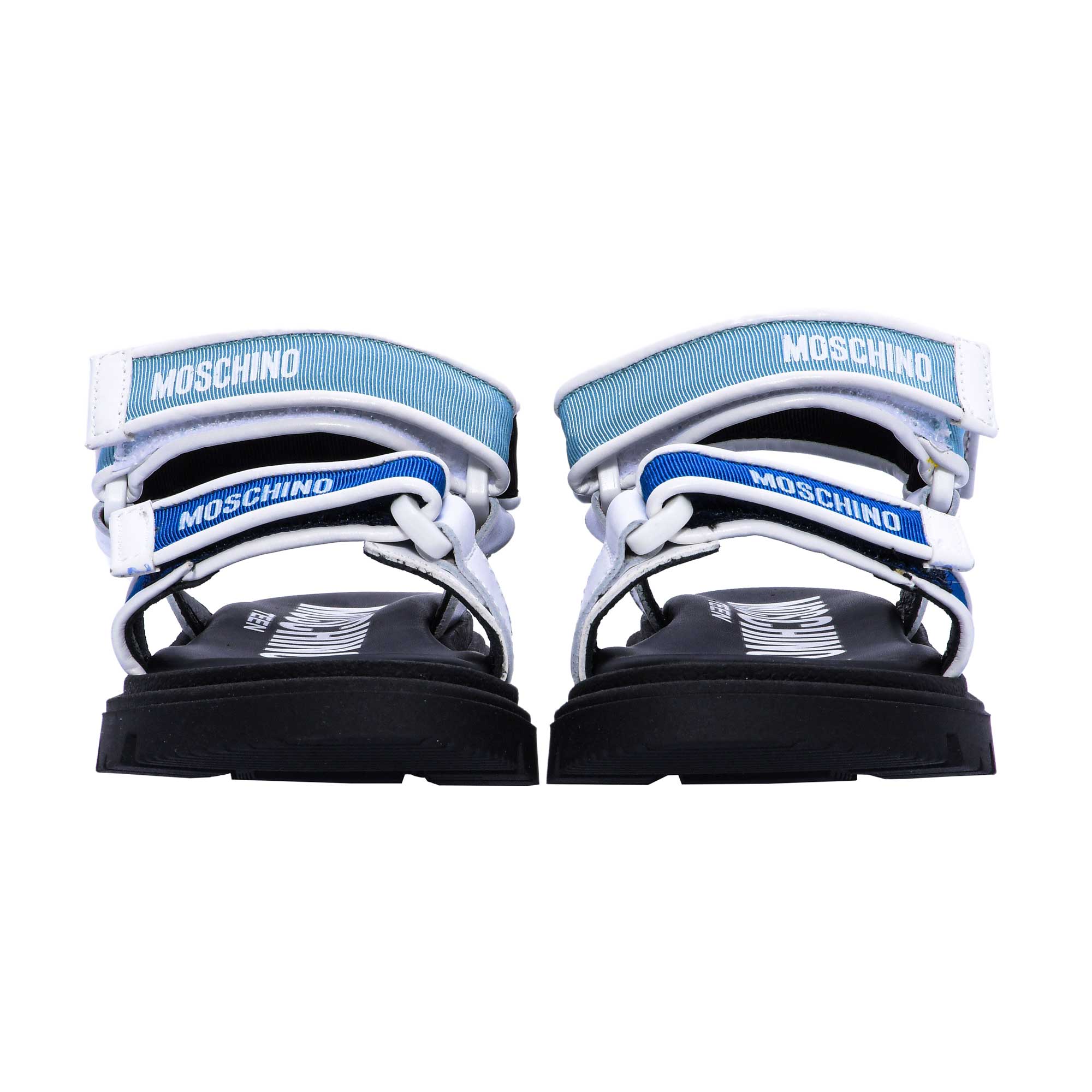 Moschino Kids Boy's Blue Logo Touch Strap Sandal