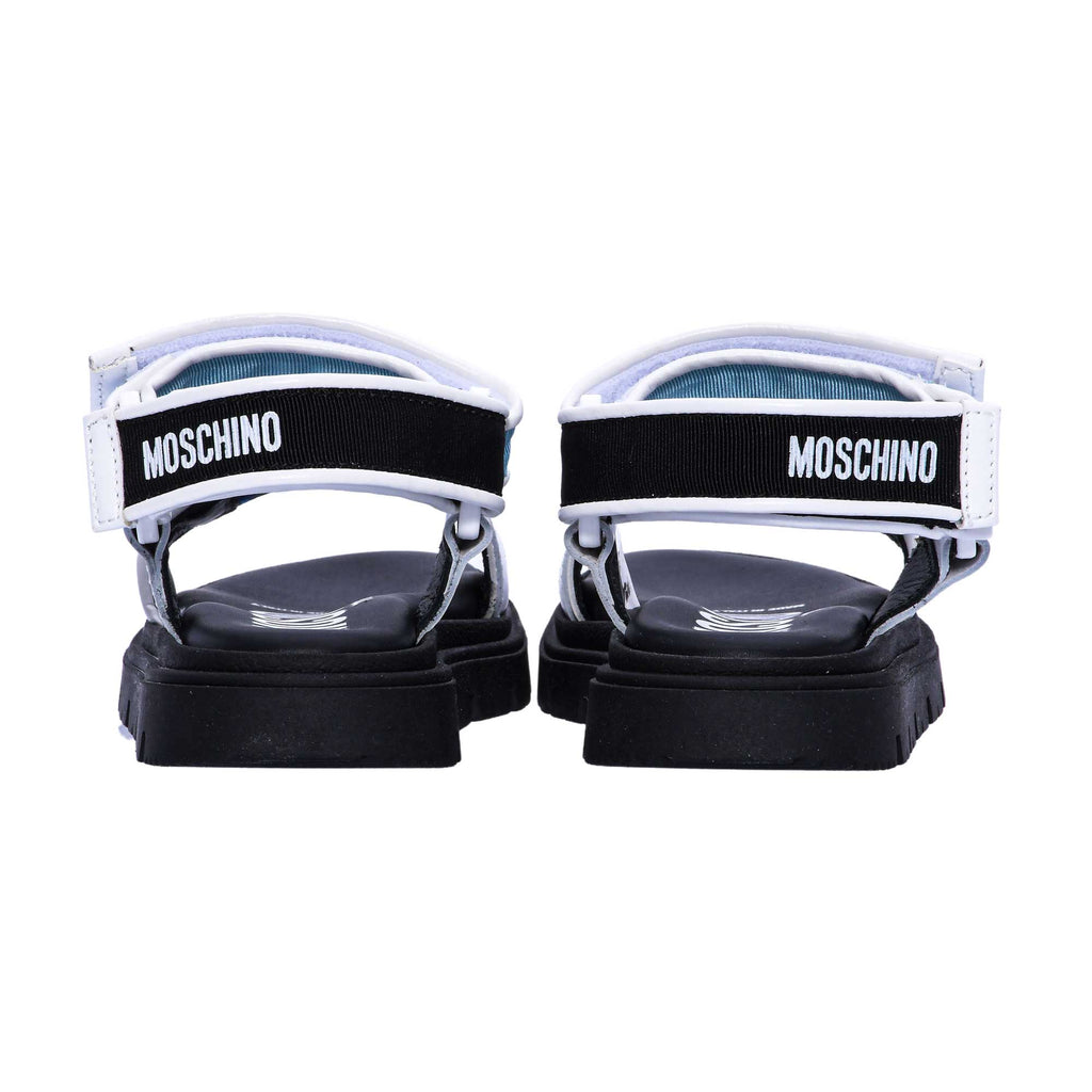 Moschino Kids Boy's Blue Logo Touch Strap Sandal
