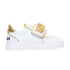 Moschino Kids Unisex White & Gold Sneaker