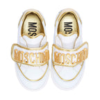 Moschino Kids Unisex White & Gold Sneaker