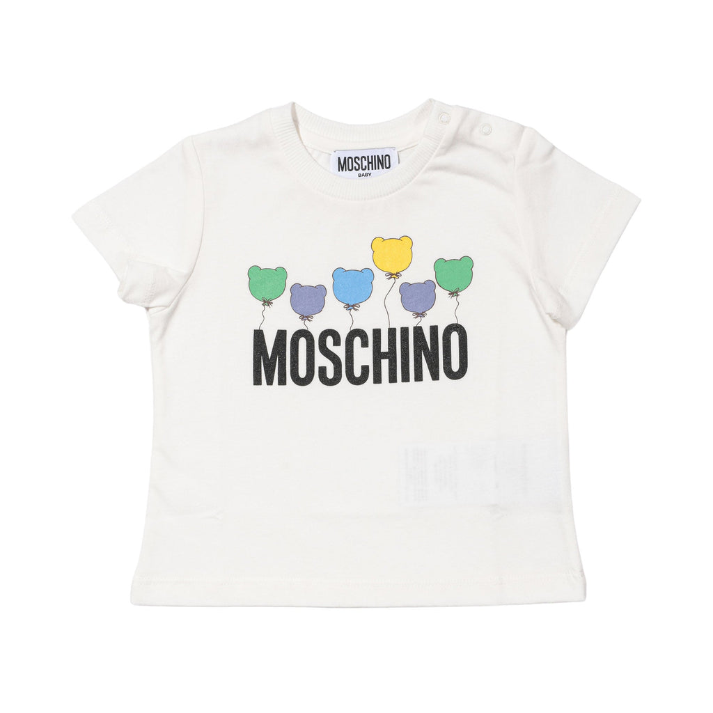 Moschino Kids Baby Girl's White Top With Balloon and Logo Graphic