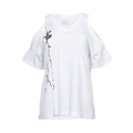 Oblique Creations Ladies Cold-Shoulder T-shirt with Graphic Print