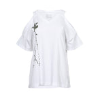 Oblique Creations Ladies Cold-Shoulder T-shirt with Graphic Print