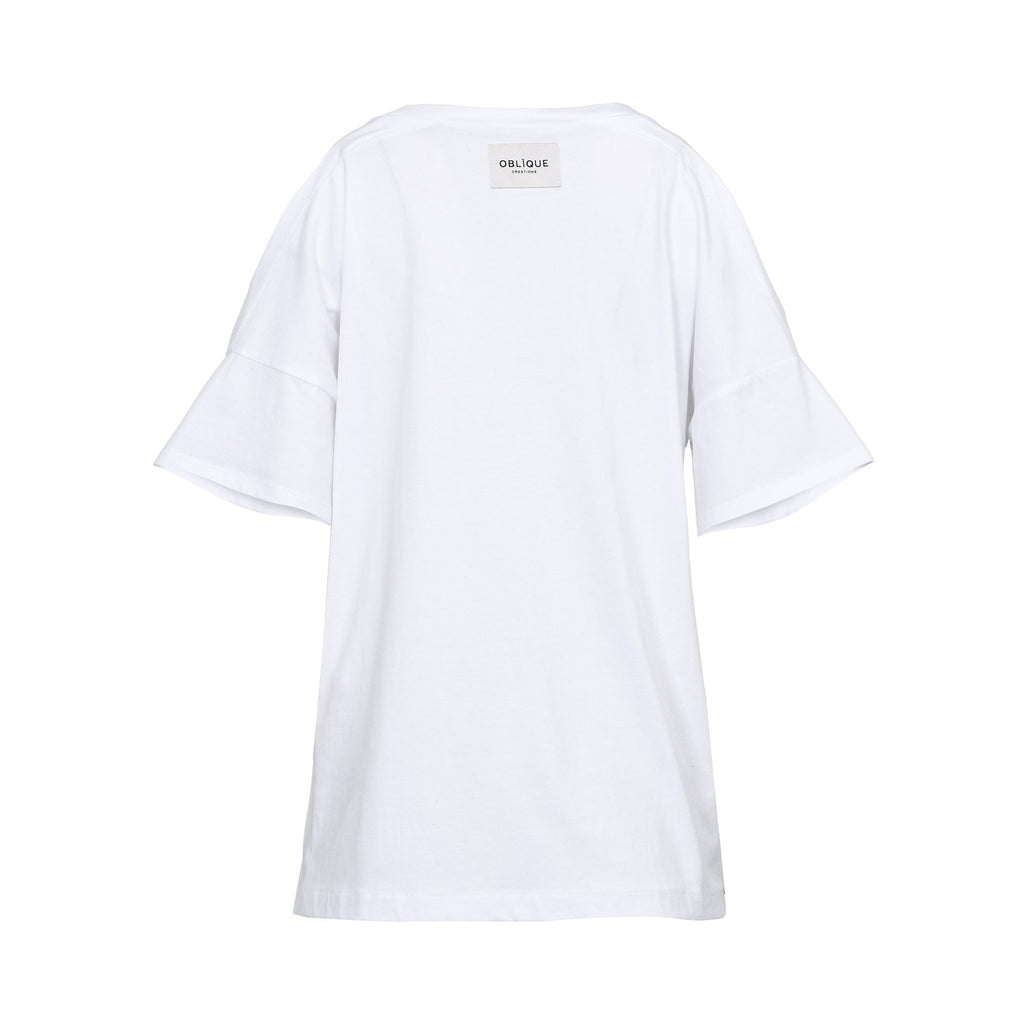 Oblique Creations Ladies Cold-Shoulder T-shirt with Graphic Print