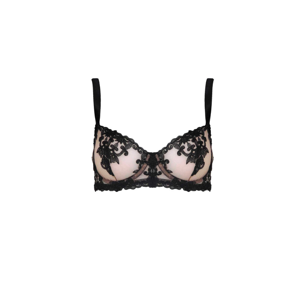 Fleur Of England Embroidered Onyx Balcony Bra
