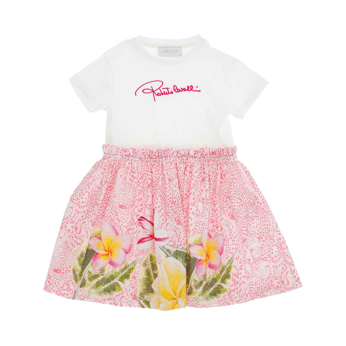 Roberto Cavalli Kids Girl' Pink & White Dress