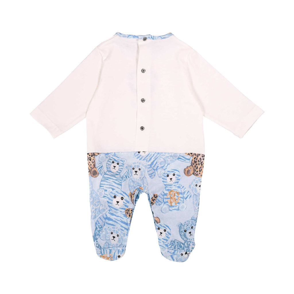 Roberto Cavalli Kids New Born Boy's White & Blue Sleepsuit Set