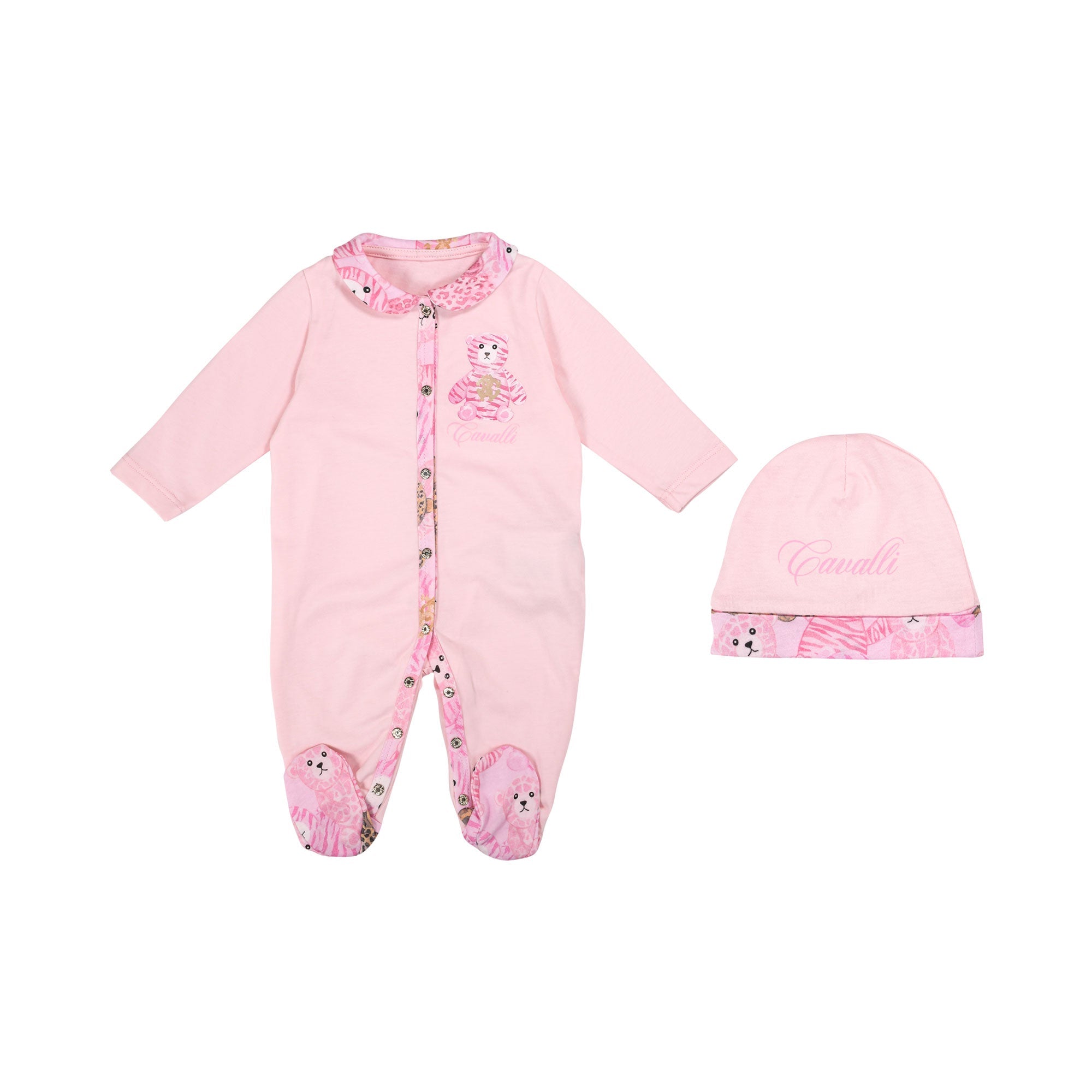 Roberto Cavalli Kids New Born Girl's Pink Sleepsuit Set