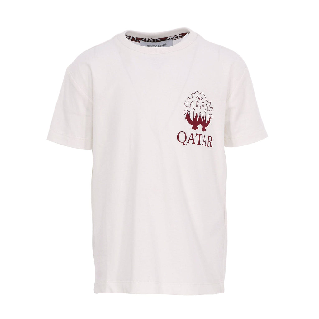 Roberto Cavalli Kids Slogan Print White T-Shirt