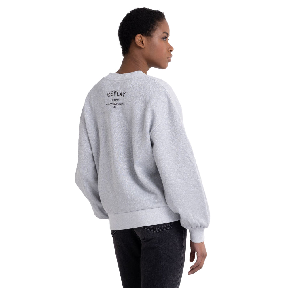 Replay Women's Lurex Sweatshirt With Puffed Sleeves