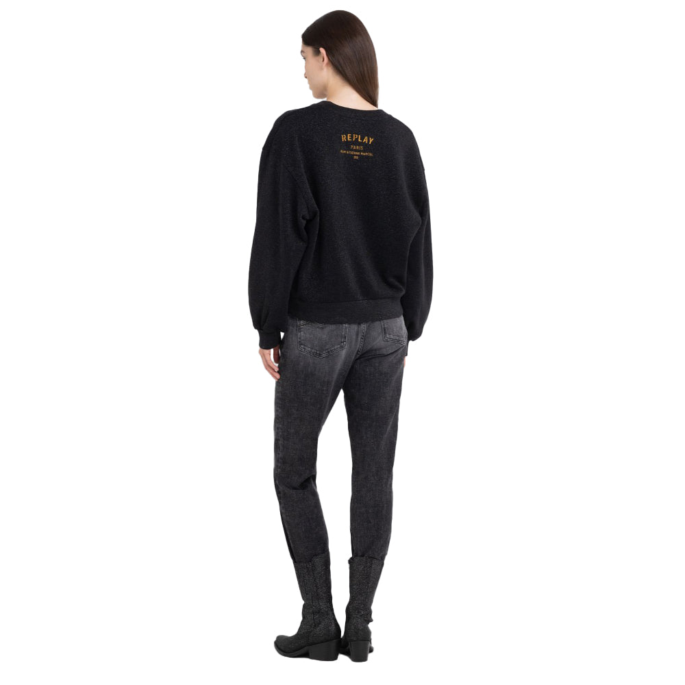 Replay Women's Lurex Sweatshirt With Puffed Sleeves