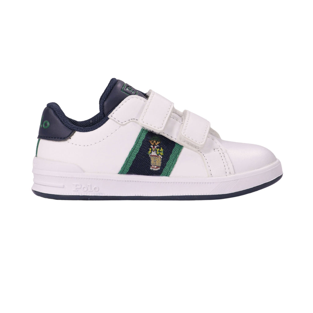 Polo Ralph Lauren Kids حذاء رياضي أبيض بطبعة دب للأولاد