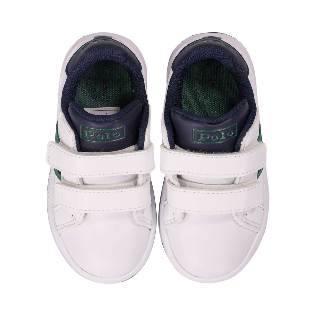 Polo Ralph Lauren Kids حذاء رياضي أبيض بطبعة دب للأولاد