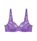 Triumph Amourette 300 Summer wired bra in purple product-only view, featuring unpadded floral lace cups and supportive underwiring. Shop Online Today